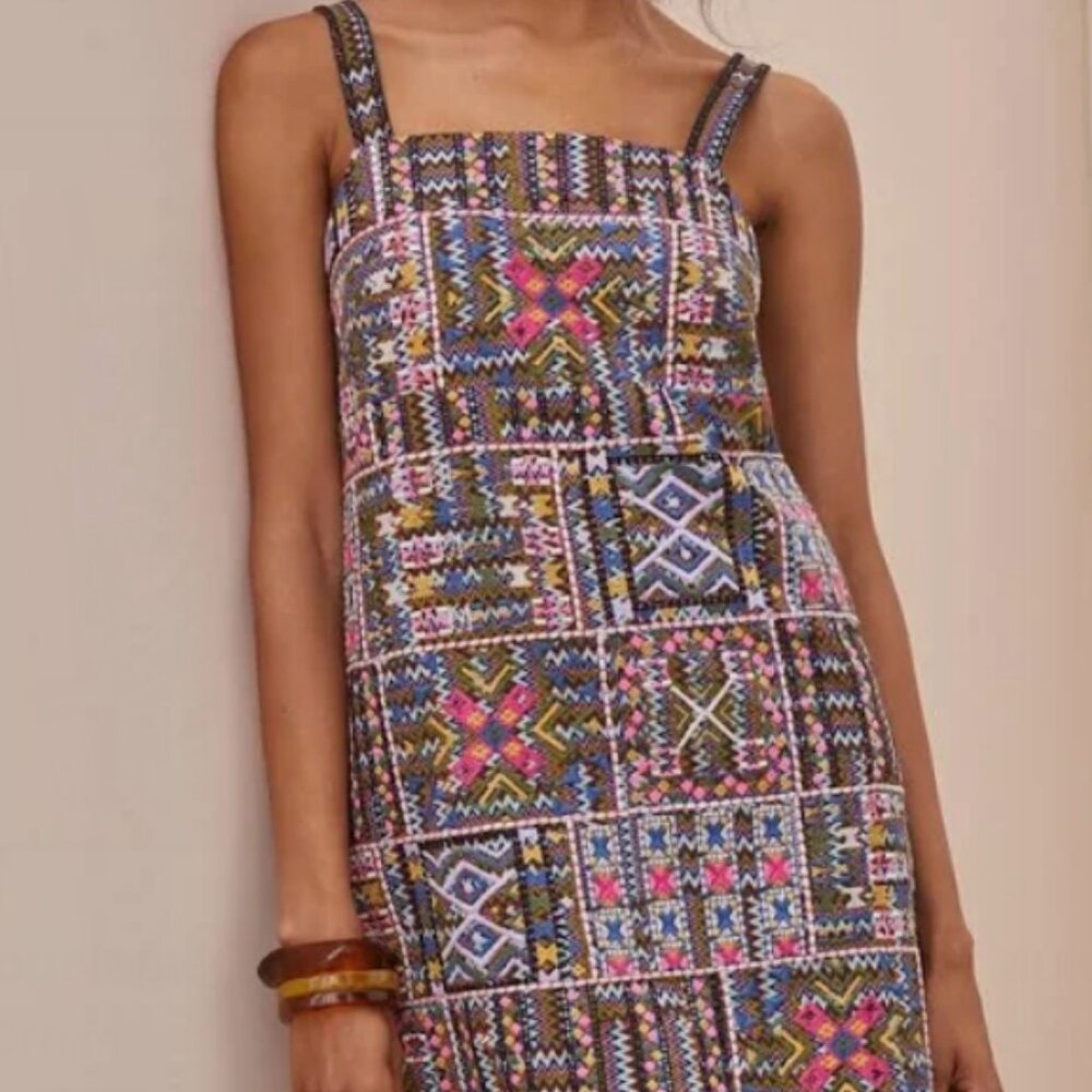 Anthropologie Embroidered Shift Dress Multicolor NWT